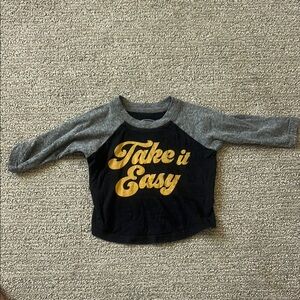 Black and Gray Long Sleeve Tee with Retro Print